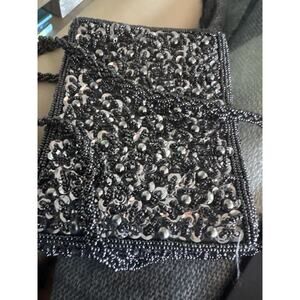 Rosenfeld Vintage small black beaded evening bag with beaded chain